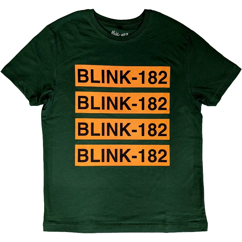 Blink-182 | Official Band T-Shirt | Logo Repeat Notch Collar Peter Pan Collar Cowl Neck Blink-182 | Official Band T-Shirt | Logo Repeat Notch Collar Peter Pan Collar Cowl Neck