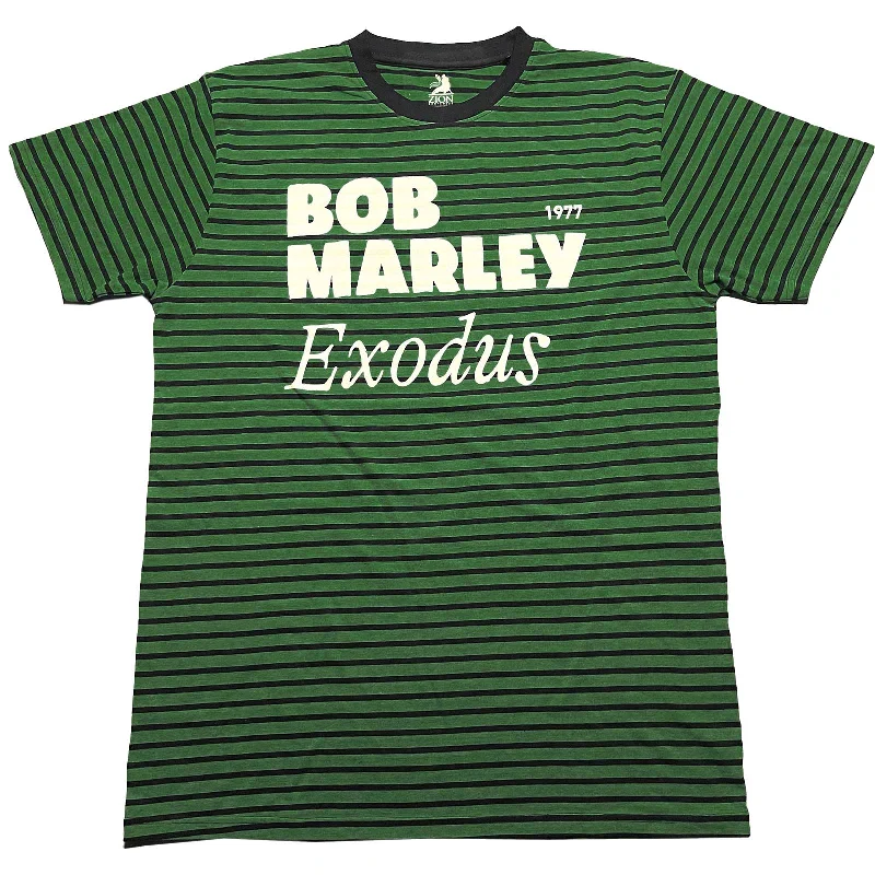 Bob Marley | Official Band T-Shirt | Exodus (Striped) Mesh Fabric Canvas Fabric Denim Fabric Bob Marley | Official Band T-Shirt | Exodus (Striped) Mesh Fabric Canvas Fabric Denim Fabric