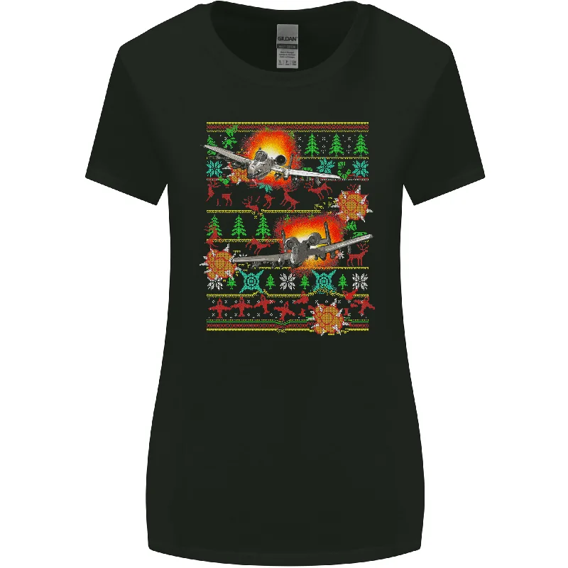 Christmas Fighter Jet Plane Pilot RAF Funny Womens Wider Cut T-Shirt Beaded Sequined Faux Fur Christmas Fighter Jet Plane Pilot RAF Funny Womens Wider Cut T-Shirt Beaded Sequined Faux Fur