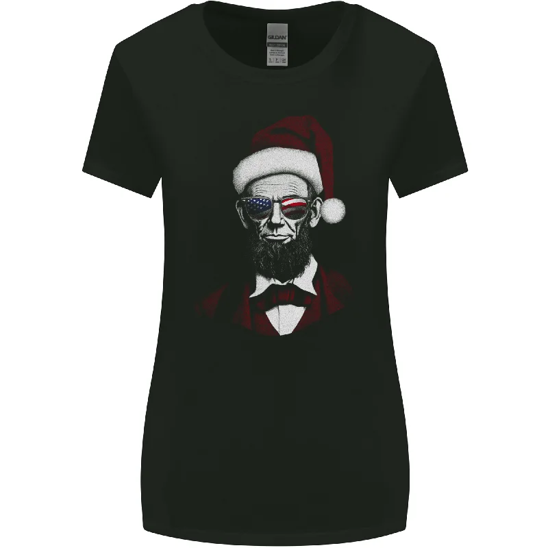 Christmas Abraham Lincoln President Womens Wider Cut T-Shirt Solid Color Striped Floral Christmas Abraham Lincoln President Womens Wider Cut T-Shirt Solid Color Striped Floral