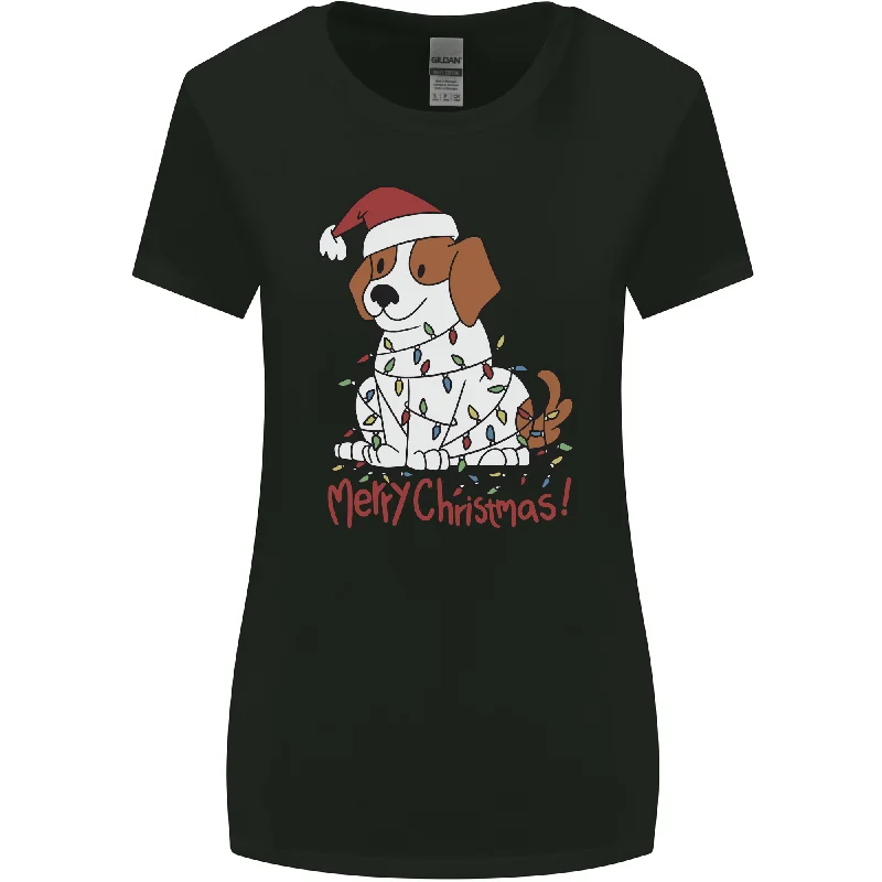 Christmas Beagle Funny Dog Xmas Womens Wider Cut T-Shirt Fleece Nylon Spandex