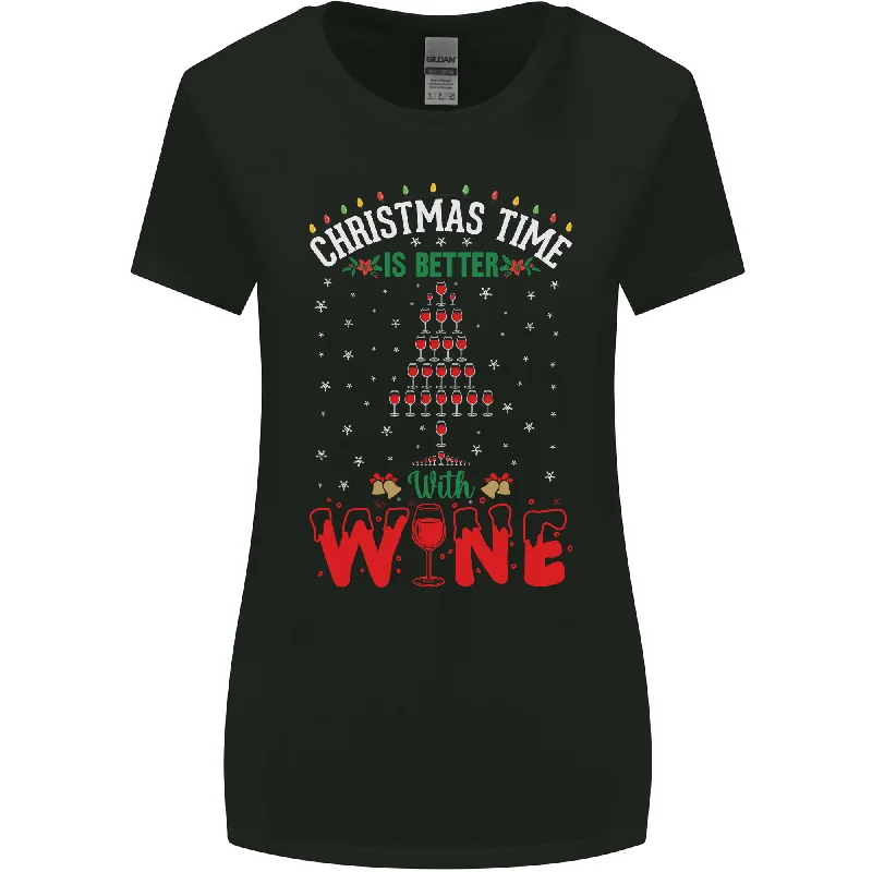 Christmas Better With Wine Funny Alcohol Womens Wider Cut T-Shirt Terry Blend Velvet Blend Canvas Blend Christmas Better With Wine Funny Alcohol Womens Wider Cut T-Shirt Terry Blend Velvet Blend Canvas Blend