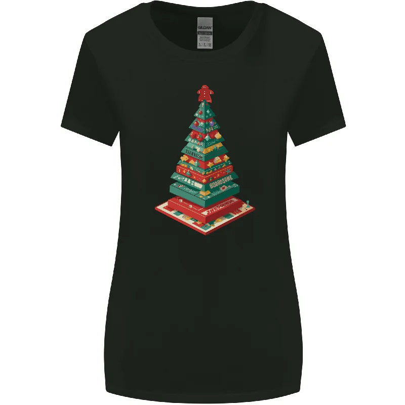 Christmas Board Games Xmas Tree Womens Wider Cut T-Shirt Handmade Hand-knitted Hand-woven Christmas Board Games Xmas Tree Womens Wider Cut T-Shirt Handmade Hand-knitted Hand-woven
