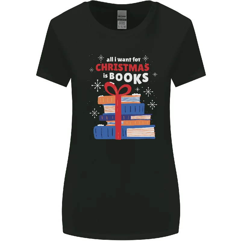 Christmas Books Funny Xmas Reading Bookworm Womens Wider Cut T-Shirt Beaded Sequined Faux Fur Christmas Books Funny Xmas Reading Bookworm Womens Wider Cut T-Shirt Beaded Sequined Faux Fur