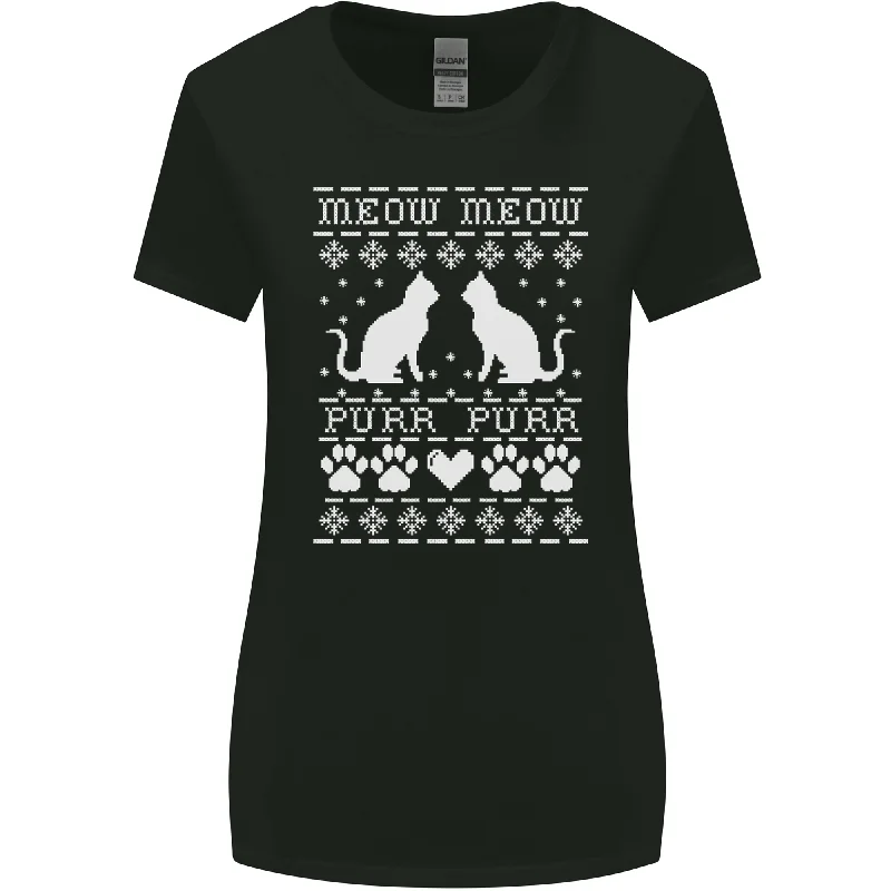 Christmas Cat Meow Purr Funny Xmas Womens Wider Cut T-Shirt Polka Dot Checkered Tartan Christmas Cat Meow Purr Funny Xmas Womens Wider Cut T-Shirt Polka Dot Checkered Tartan