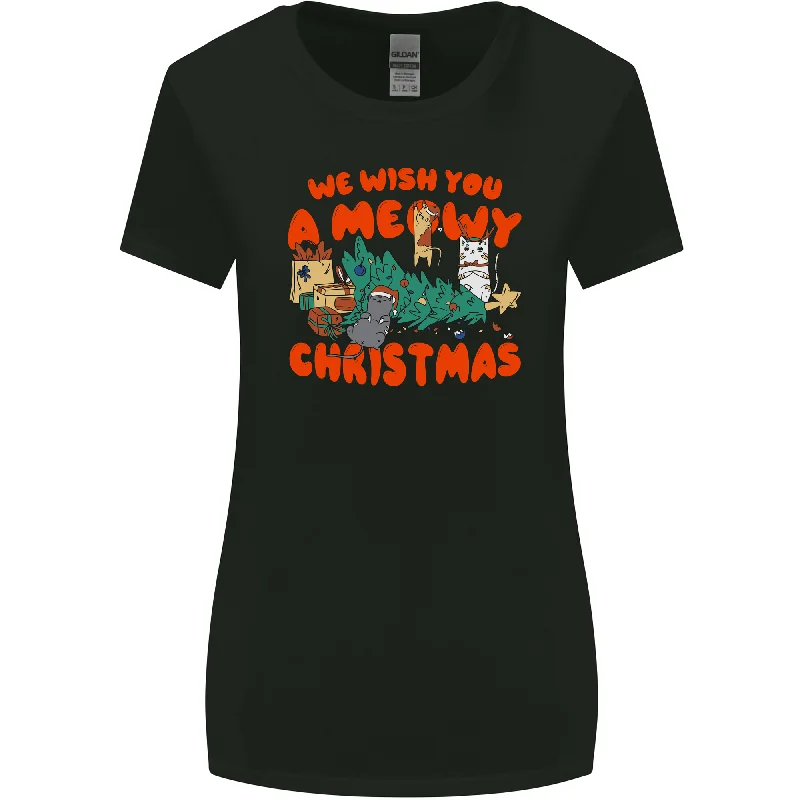 Christmas Cat Meowy Funny Christmas Tree Chaos Womens Wider Cut T-Shirt Front Pockets Side Pockets Patch Pockets Christmas Cat Meowy Funny Christmas Tree Chaos Womens Wider Cut T-Shirt Front Pockets Side Pockets Patch Pockets