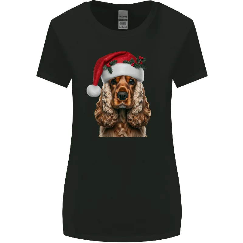 Christmas Cocker Spaniel Xmas Dog Womens Wider Cut T-Shirt Welt Pockets Slit Pockets Christmas Cocker Spaniel Xmas Dog Womens Wider Cut T-Shirt Welt Pockets Slit Pockets