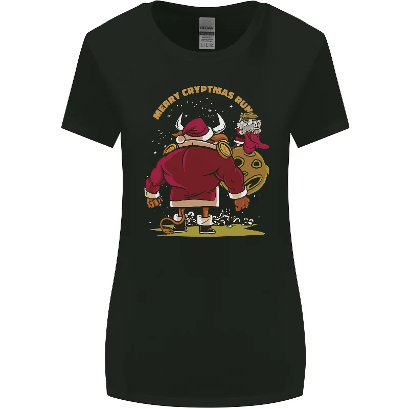 Christmas Crypto Bull Xmas Cryptocurrency Womens Wider Cut T-Shirt Silk Blend Satin Velvet Christmas Crypto Bull Xmas Cryptocurrency Womens Wider Cut T-Shirt Silk Blend Satin Velvet