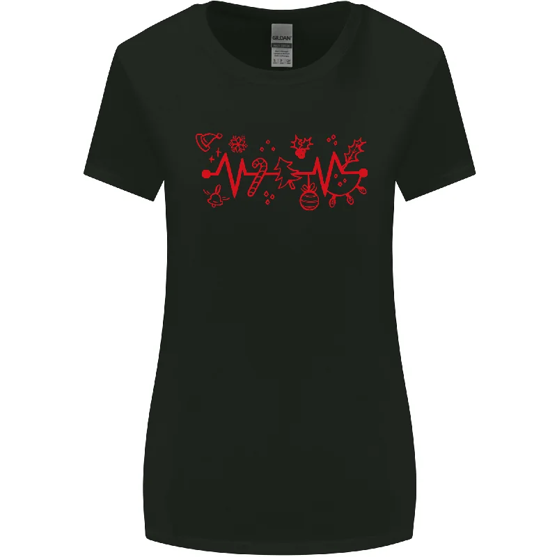 Christmas ECG Xmas Heartbeat Love Heart Womens Wider Cut T-Shirt Cashmere Blend Cotton Blend Poly Blend Christmas ECG Xmas Heartbeat Love Heart Womens Wider Cut T-Shirt Cashmere Blend Cotton Blend Poly Blend
