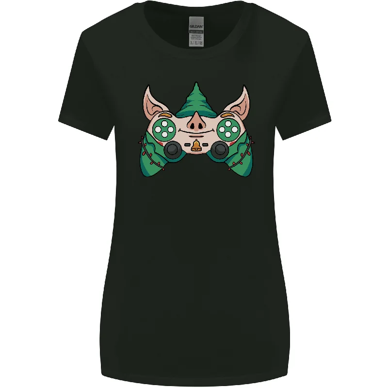 Christmas Elf Video Game Controller Joypad Xmas Womens Wider Cut T-Shirt Thin T-Shirt Open Front Quick Dry Christmas Elf Video Game Controller Joypad Xmas Womens Wider Cut T-Shirt Thin T-Shirt Open Front Quick Dry