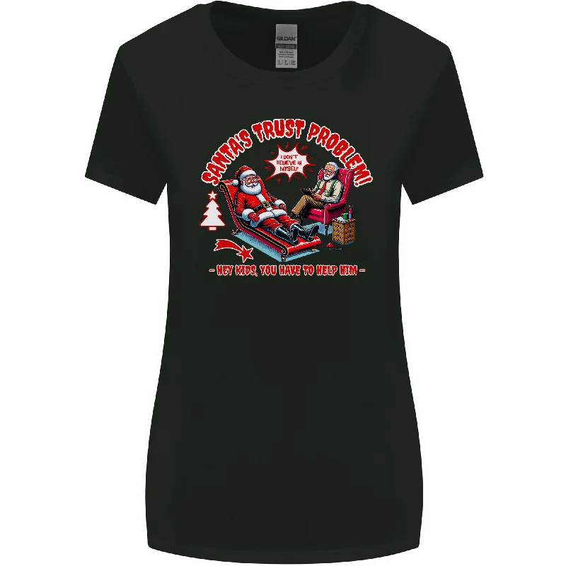 Christmas Funny Santa Trust Xmas Believe Womens Wider Cut T-Shirt Striped Floral Plaid Christmas Funny Santa Trust Xmas Believe Womens Wider Cut T-Shirt Striped Floral Plaid