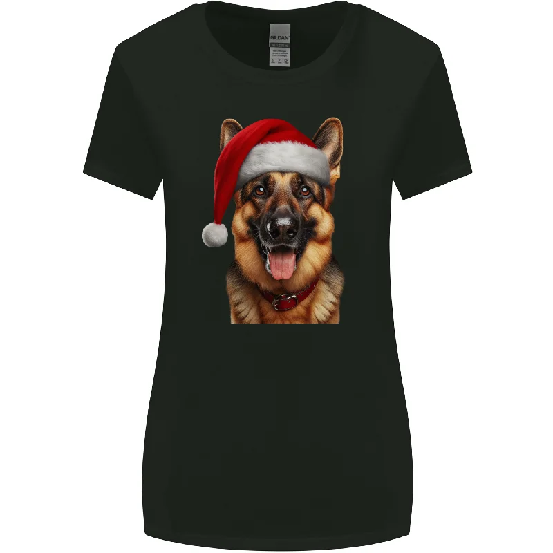 Christmas German Shepherd Xmas Dog Alsatian Womens Wider Cut T-Shirt Seamless Knitted Crochet Christmas German Shepherd Xmas Dog Alsatian Womens Wider Cut T-Shirt Seamless Knitted Crochet