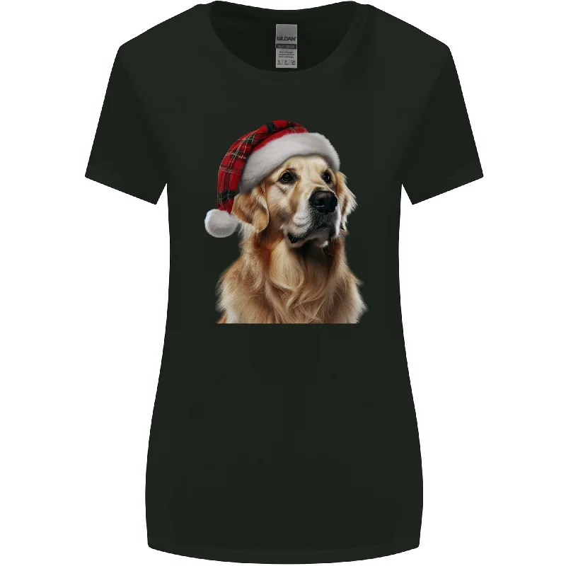Christmas Golden Retriever Tartan Xmas Hat Dog Womens Wider Cut T-Shirt Cashmere Blend Cotton Blend Poly Blend Christmas Golden Retriever Tartan Xmas Hat Dog Womens Wider Cut T-Shirt Cashmere Blend Cotton Blend Poly Blend