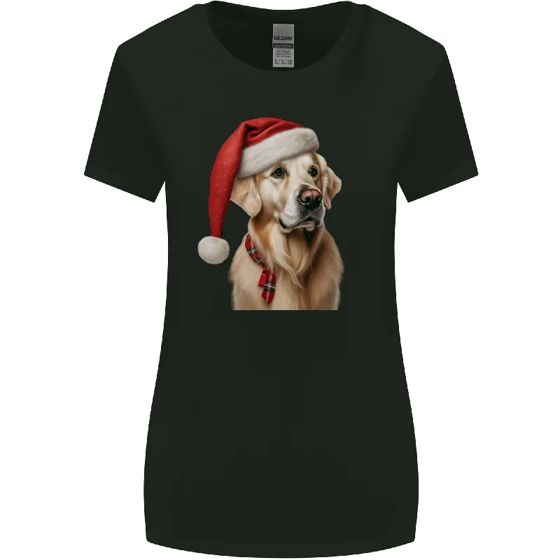 Christmas Golden Retriever Xmas Hat Dog Womens Wider Cut T-Shirt Polka Dot Checkered Tartan Christmas Golden Retriever Xmas Hat Dog Womens Wider Cut T-Shirt Polka Dot Checkered Tartan