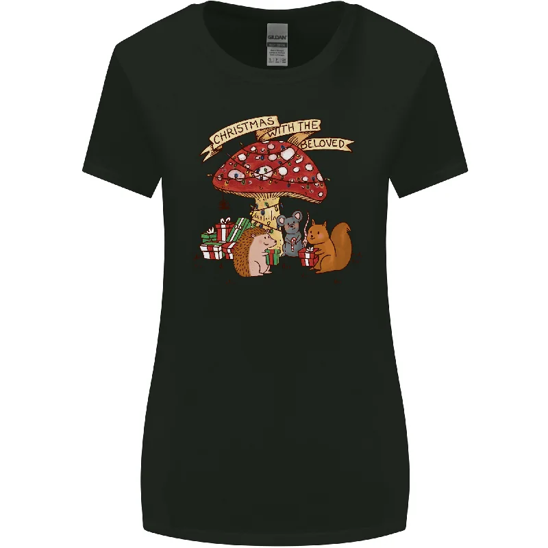 Christmas Hedgehog Toadstool Mouse Womens Wider Cut T-Shirt Collared Crew Neck Turtle Neck Christmas Hedgehog Toadstool Mouse Womens Wider Cut T-Shirt Collared Crew Neck Turtle Neck