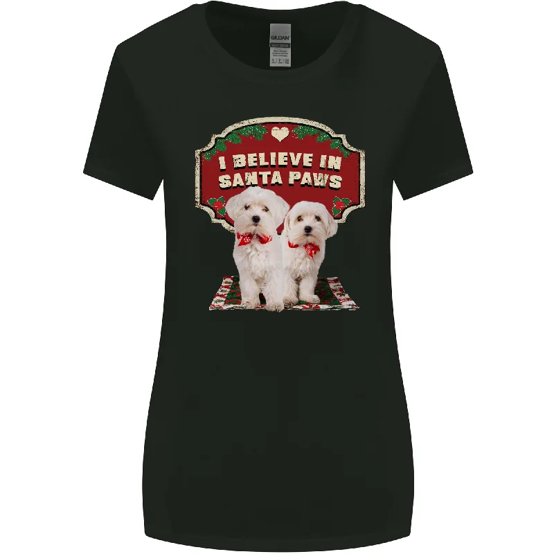 Christmas Maltese Funny Santa Paws Xmas Womens Wider Cut T-Shirt Solid Color Striped Floral Christmas Maltese Funny Santa Paws Xmas Womens Wider Cut T-Shirt Solid Color Striped Floral
