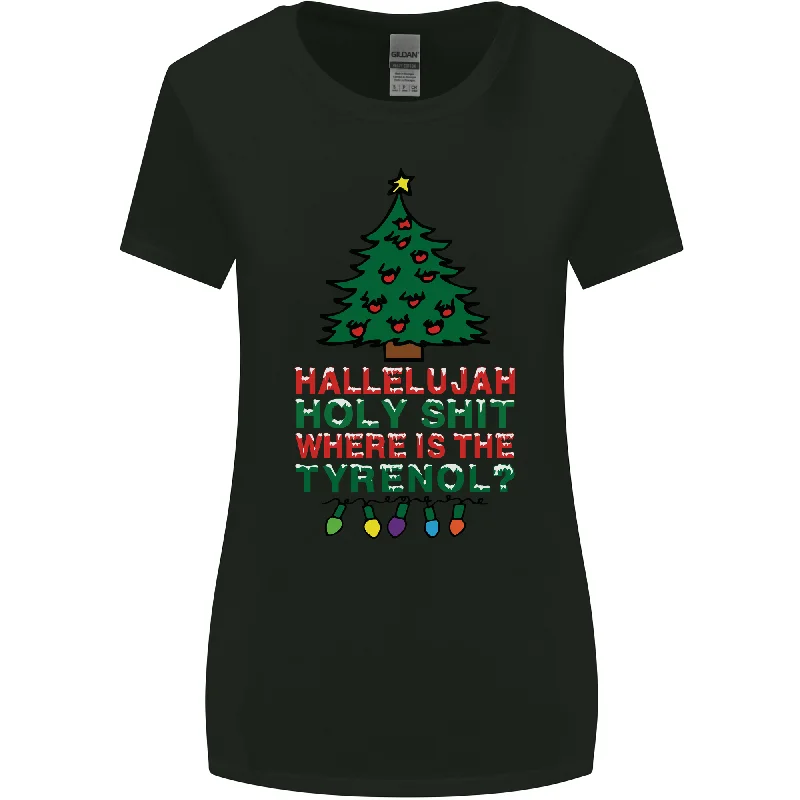Christmas Movie Wheres the Tyrenol? Womens Wider Cut T-Shirt Rayon Velvet Corduroy