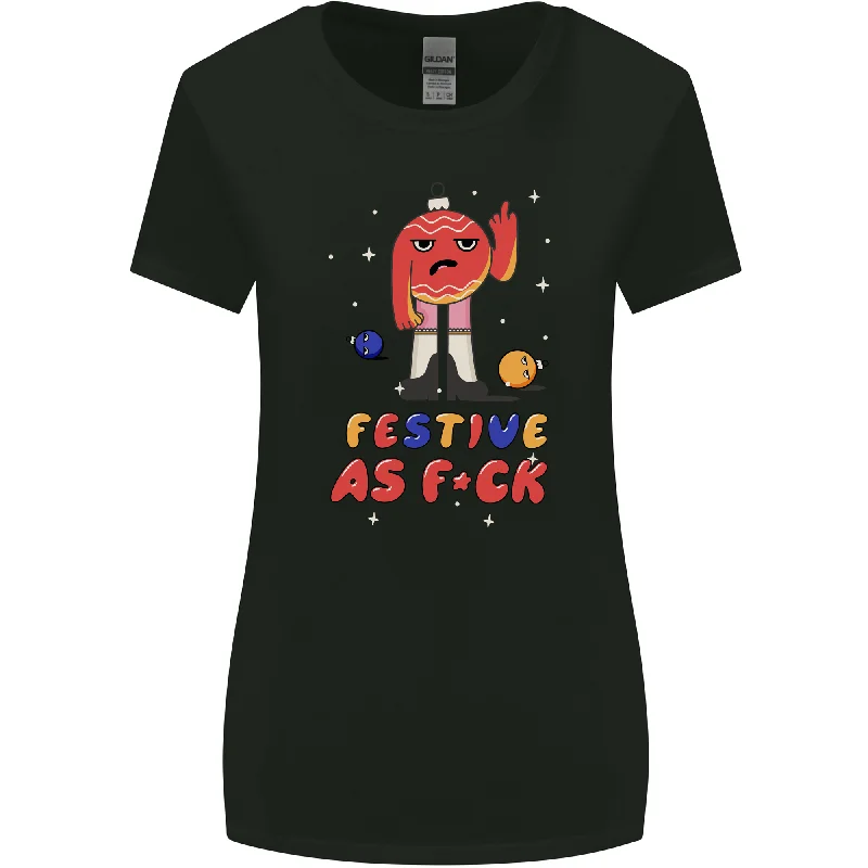 Christmas Offensive Bauble Bah Humbug Finger Flip Womens Wider Cut T-Shirt Wool Fabric Cashmere Fabric Tweed Fabric