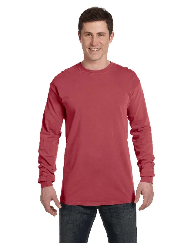 Comfort Colors Garment-Dyed Long Sleeve T-Shirt | Brick Boxy Fit Fitted Loose