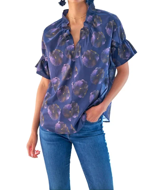 Crosby Top Blouse In Pansy Double Button Blouse