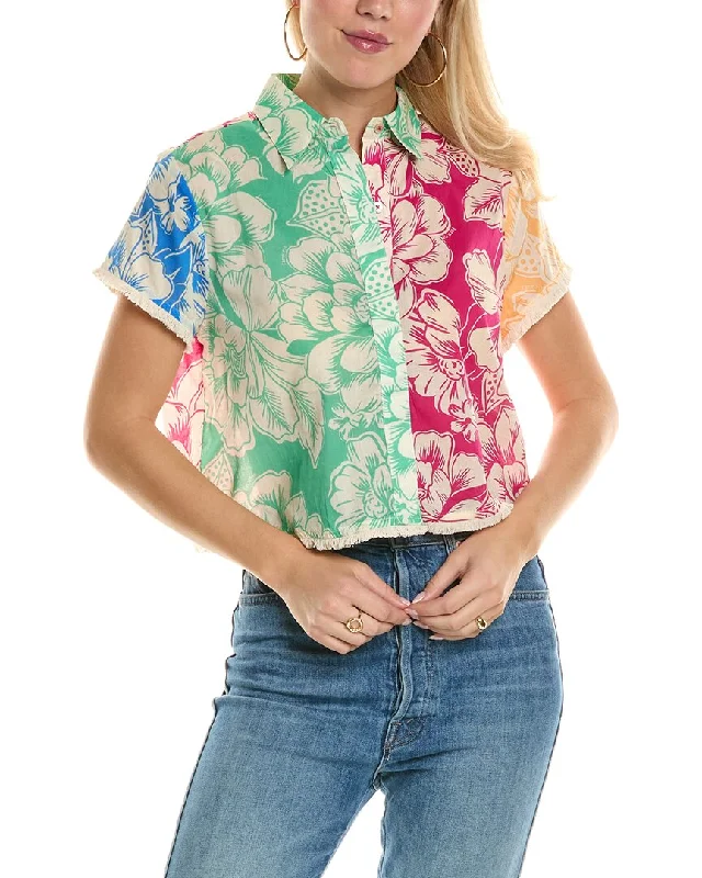 FARM Rio Tropical Chita Blouse Sheer Sleeve Blouse