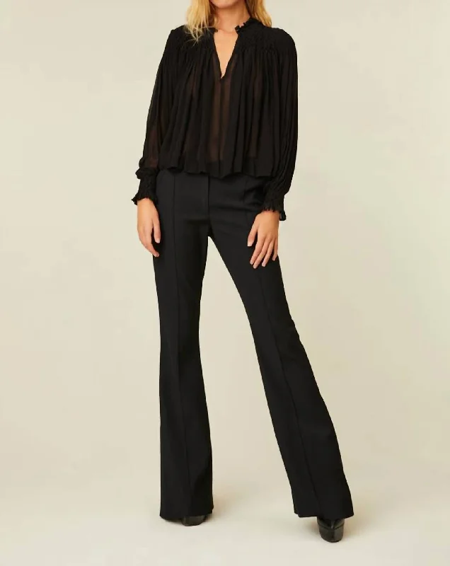 Fernanda Blouse In Black Ruffled Neck Blouse