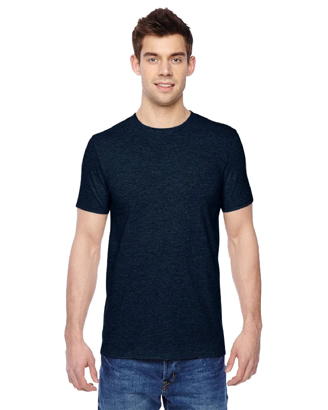 Fruit of the Loom 100% Sofspun Cotton T-Shirt | Indigo Heather Polka Dot Checkered Tartan