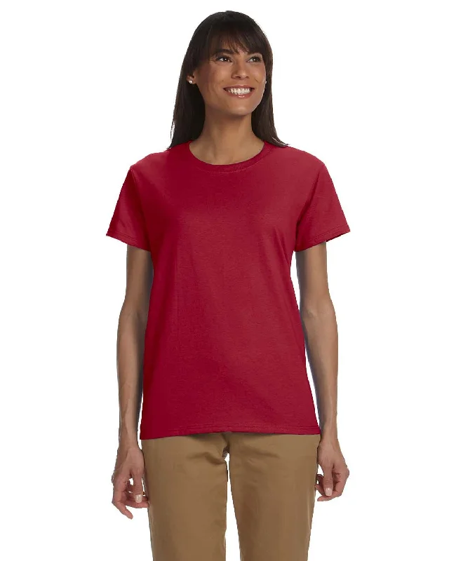 Gildan Ladies Ultra Cotton Heavyweight T-Shirt | Cardinal Red Mesh Canvas Denim