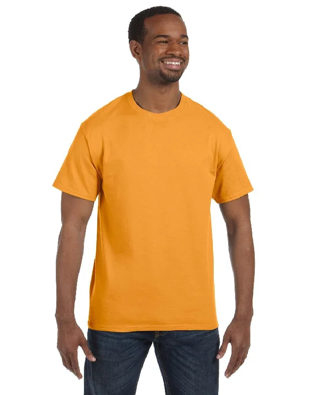 Hanes Authentic-T T-shirt | Gold Denim Fabric Leather Fabric Suede Fabric