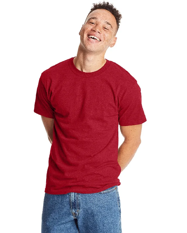 Hanes Beefy-T T-Shirt | Red Pepper Hthr Terry Blend Velvet Blend Canvas Blend