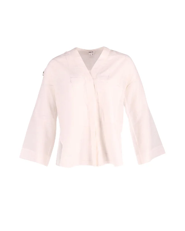 Helmut Lang Casual Blouse in White Cotton Smart Business Blouse