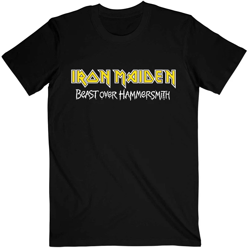 Iron Maiden | Official Band T-Shirt | Beast Over Hammersmith Eddie & Devil (Back Print) Sequined Glittery Shiny Iron Maiden | Official Band T-Shirt | Beast Over Hammersmith Eddie & Devil (Back Print) Sequined Glittery Shiny