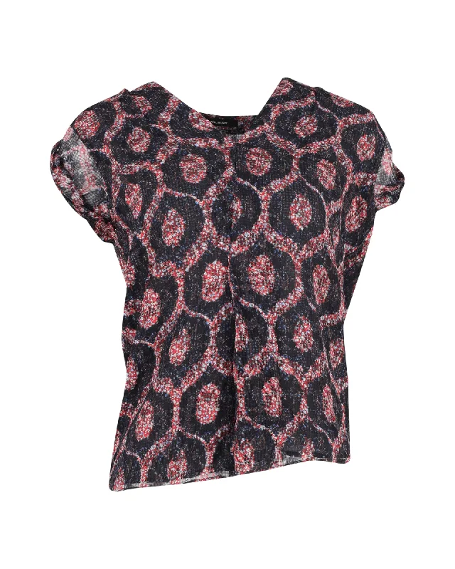 Isabel Marant Paisley Print V-Neck Blouse in Multicolor Viscose Polished Work Blouse