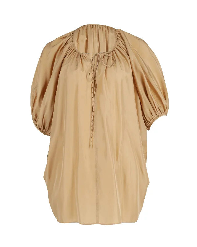 Joseph Sanko Peasant Blouse in Gold Habitoi Silk Peter Pan Blouse