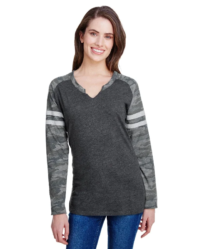 LAT Ladies Gameday Mash-Up Long Sleeve T-Shirt | V Sm/ V Cm/ V Ht Hooded Caped Shawl Collar LAT Ladies Gameday Mash-Up Long Sleeve T-Shirt | V Sm/ V Cm/ V Ht Hooded Caped Shawl Collar