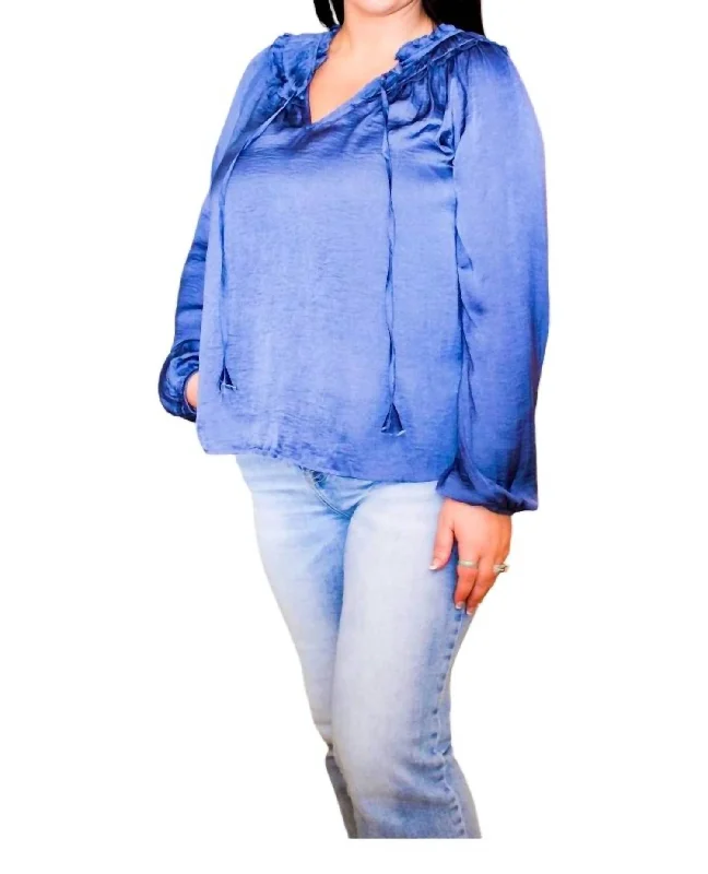 Life Like A Song Blouse In Steel Blue Elegant Office Blouse