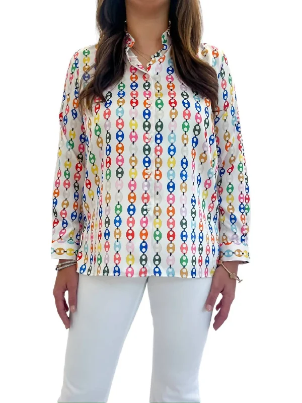 Links Blouse In Multi-Colored Elegant Peplum Blouse