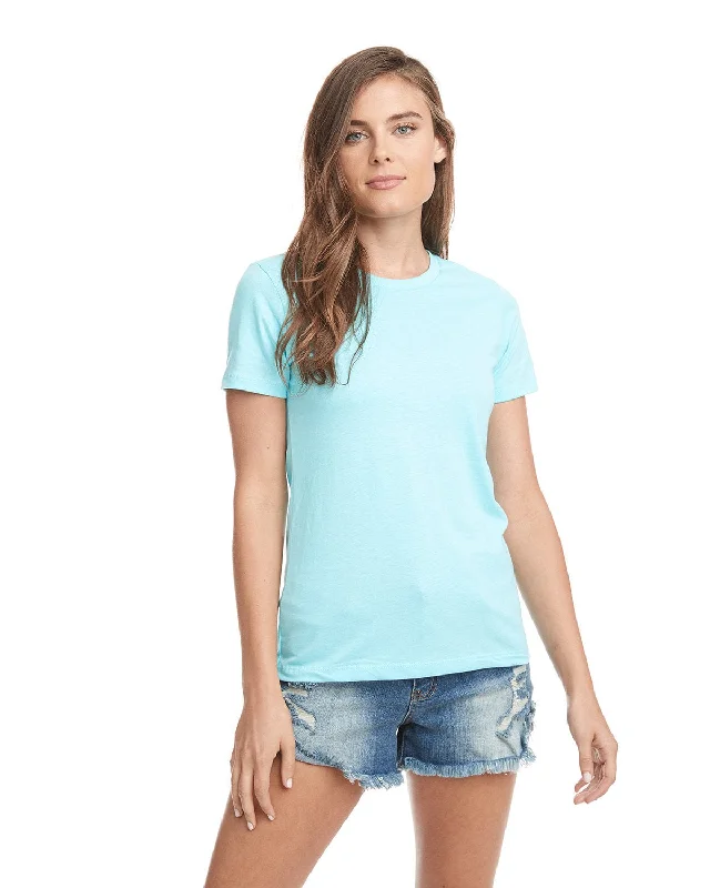 Next Level Ladies Boyfriend Tee | Light Blue Collared Crew Neck Turtle Neck