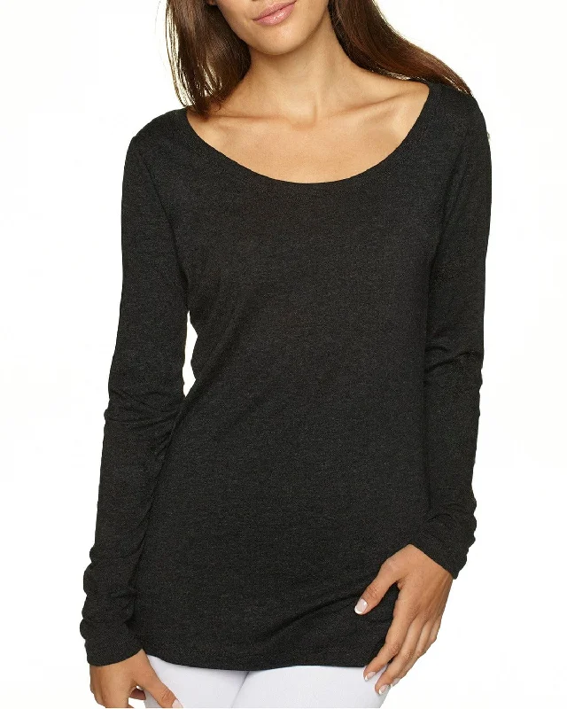 Next Level Ladies Triblend Long Sleeve Scoop Tee | Vintage Black Welt Pockets Slit Pockets Flap Pockets Next Level Ladies Triblend Long Sleeve Scoop Tee | Vintage Black Welt Pockets Slit Pockets Flap Pockets