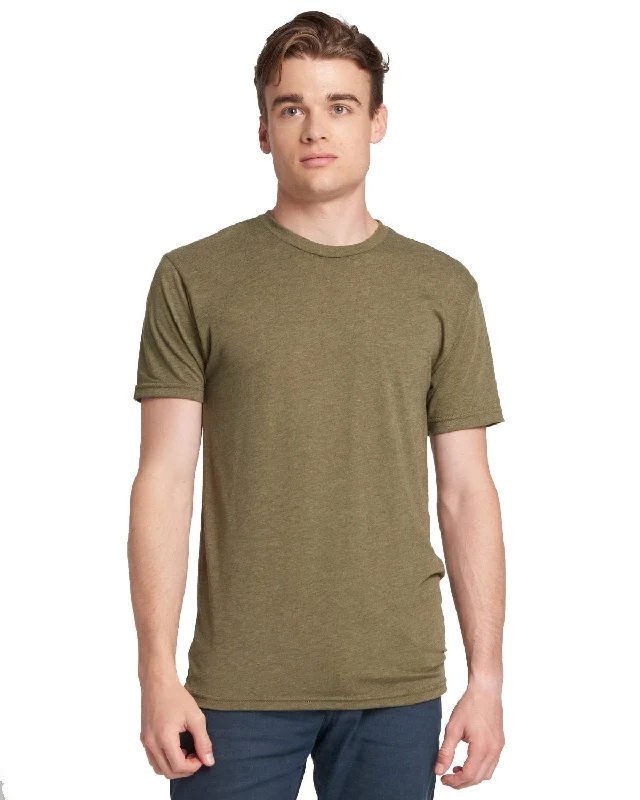 Next Level Mens Triblend Crew Tee | Military Green Polka Dot Checkered Tartan