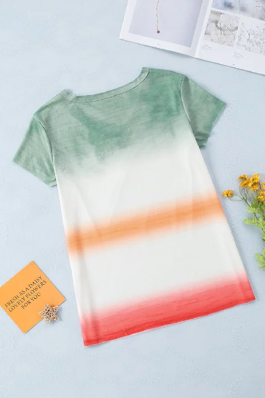 One Shoulder Pocket T-Shirt Print Jacquard Patchwork