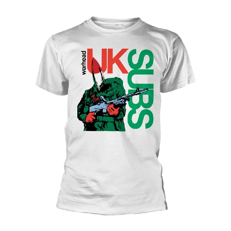 UK Subs Unisex T-shirt: Warhead (White) Seamless Knitted Crochet