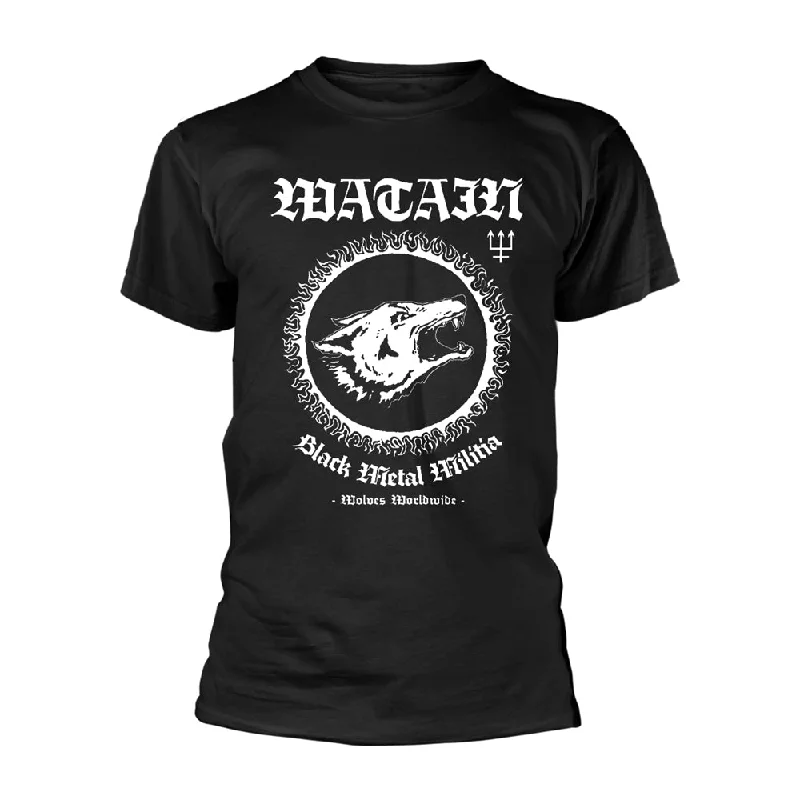 Watain Unisex T-shirt: Black Metal Militia Hooded Caped Shawl Collar