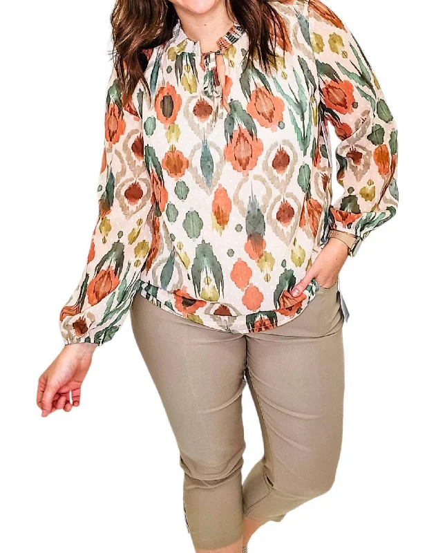 Puff Sleeve Blouse In Vine Boho Chic Blouse