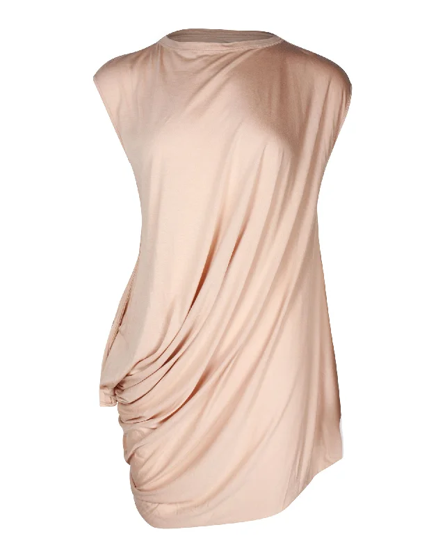 Rick Owens Draped Blouse in Nude Viscose Elegant Office Blouse