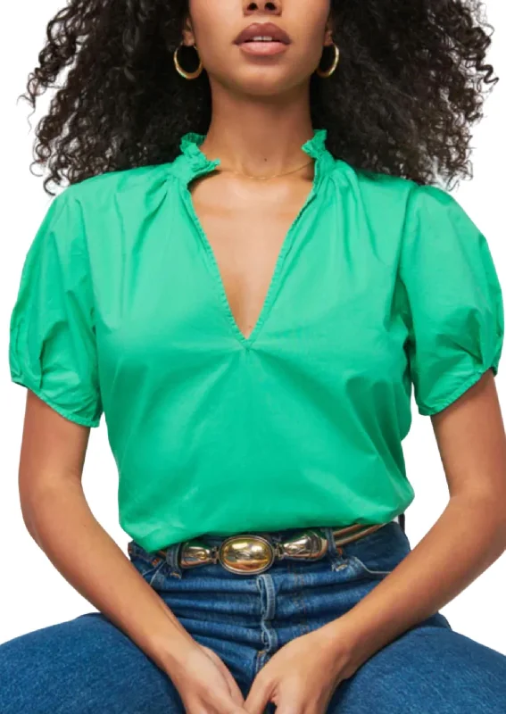 Rosanna Blouse In Island Time Green Chic Wrap Blouse