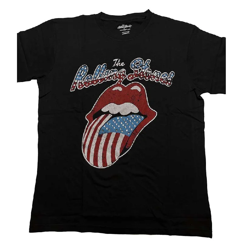 The Rolling Stones | Official Band T-Shirt | USA Tongue (Diamante) Spandex Blend Rayon Blend Denim Blend