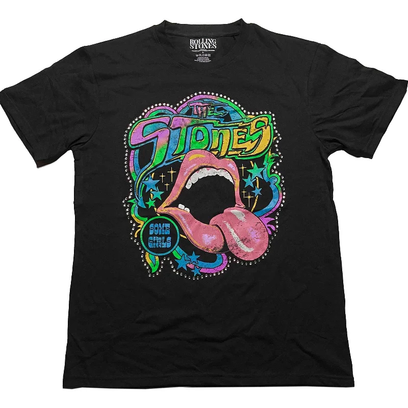 The Rolling Stones | Official Band T-Shirt | Some Girls Neon Tongue (Diamante) Chenille Blend Fleece Blend Nylon Blend The Rolling Stones | Official Band T-Shirt | Some Girls Neon Tongue (Diamante) Chenille Blend Fleece Blend Nylon Blend