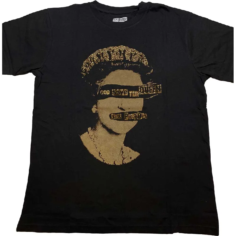 The Sex Pistols | Official Band T-Shirt | God Save The Queen (Diamante) Solid Print Embellished