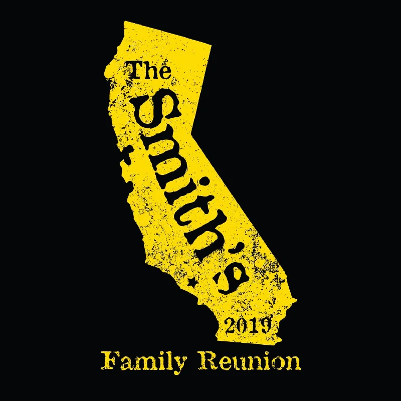 California Family Reunion T-Shirt Design R1-8 Modern Contemporary Chic
